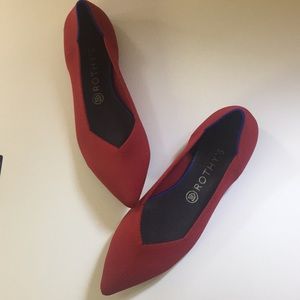 Rothy’s shoes, size 11, pointed flats, red